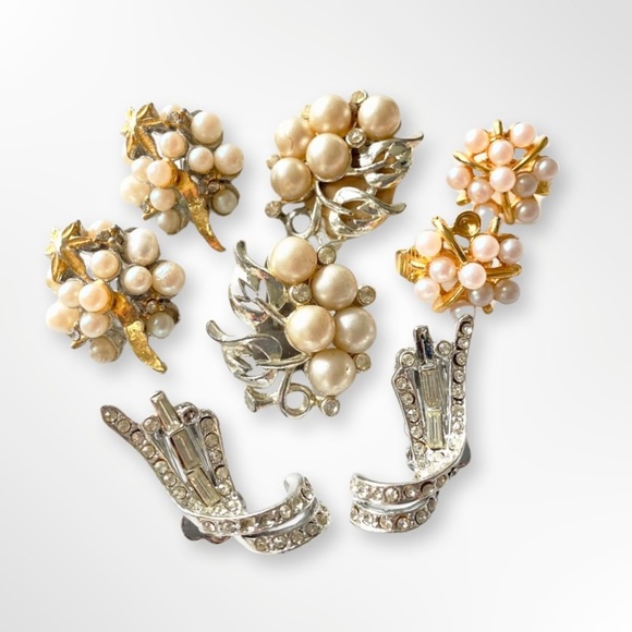 Vintage Jewelry - VINTAGE Pearl and Earring Lot for repairs.